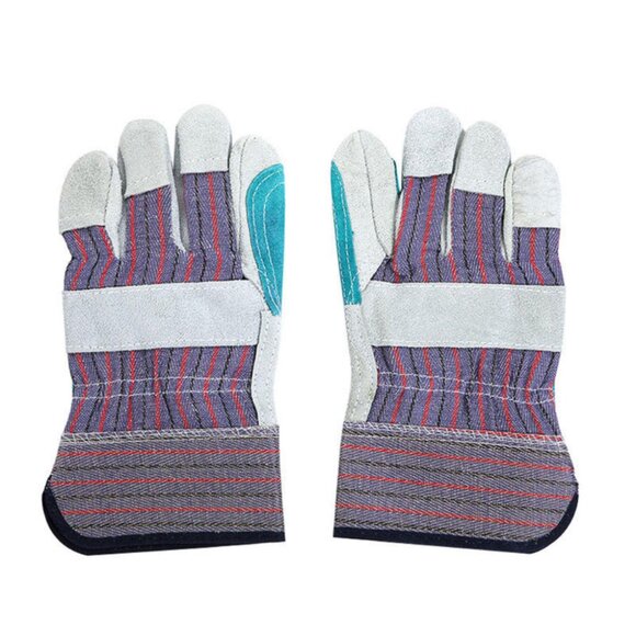 Cowhide leather Double Palm OS Gloves 1Pair for farming Outdoor Industrial work - Picture 7 of 10